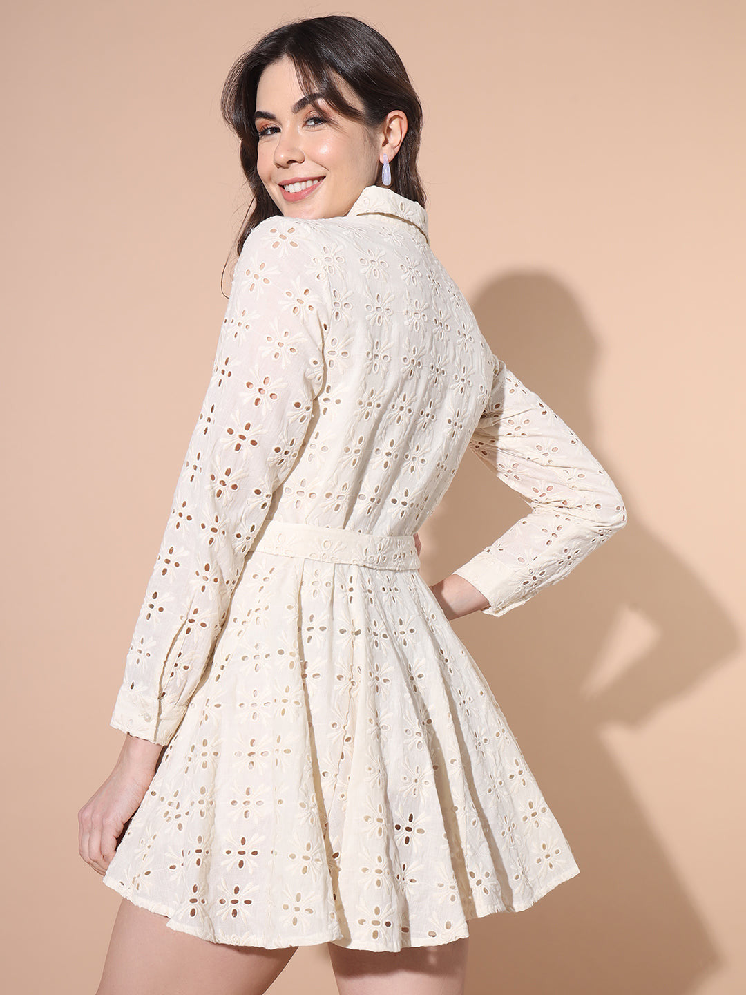 Off  White embroidered skater shirt Dress - Venelia